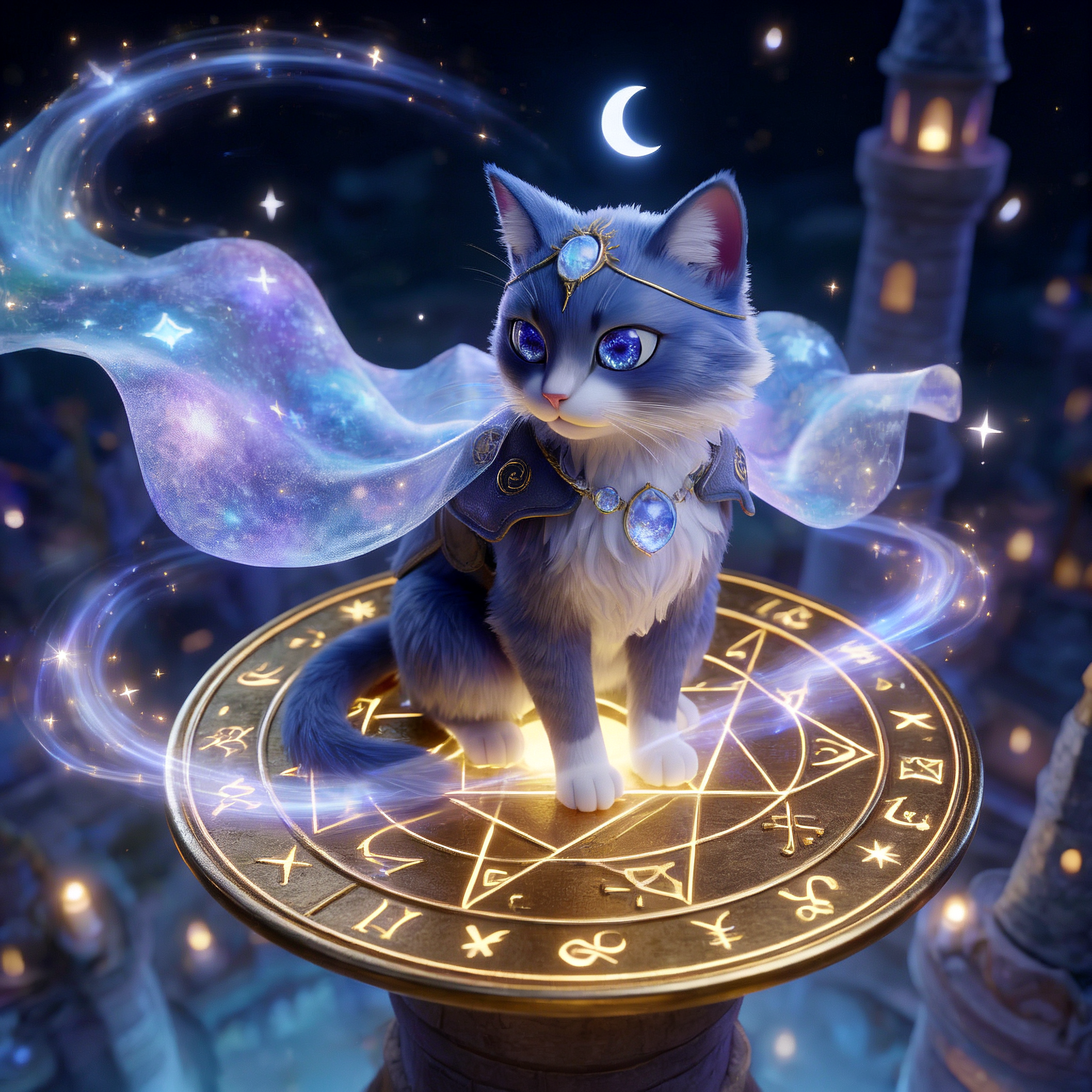 W- LoRA 魔法猫咪图像